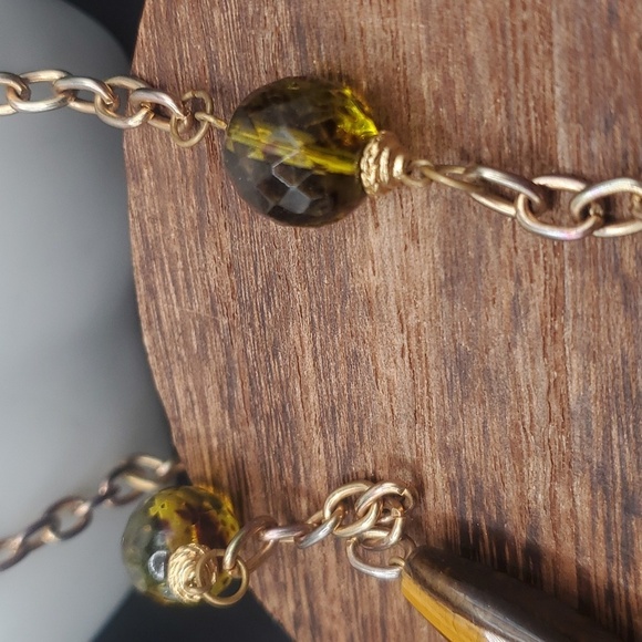 N2809 bohemian precious stone feather‎ necklace - Picture 4 of 4